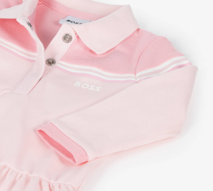 HUGO BOSS Girls Pink Cotton Polo Shirt Dress