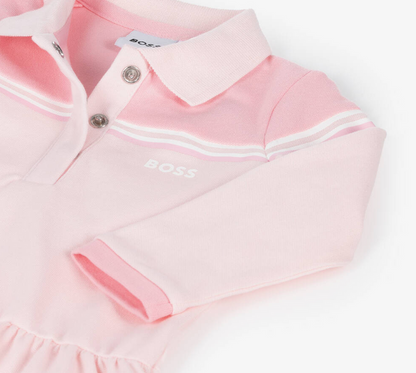 HUGO BOSS Girls Pink Cotton Polo Shirt Dress