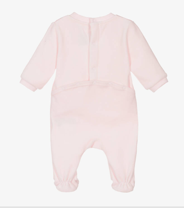 HUGO BOSS Girls Pink Velour Babygrow