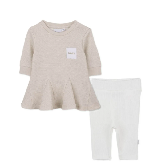 HUGO BOSS peplum top and ribbed leggings set