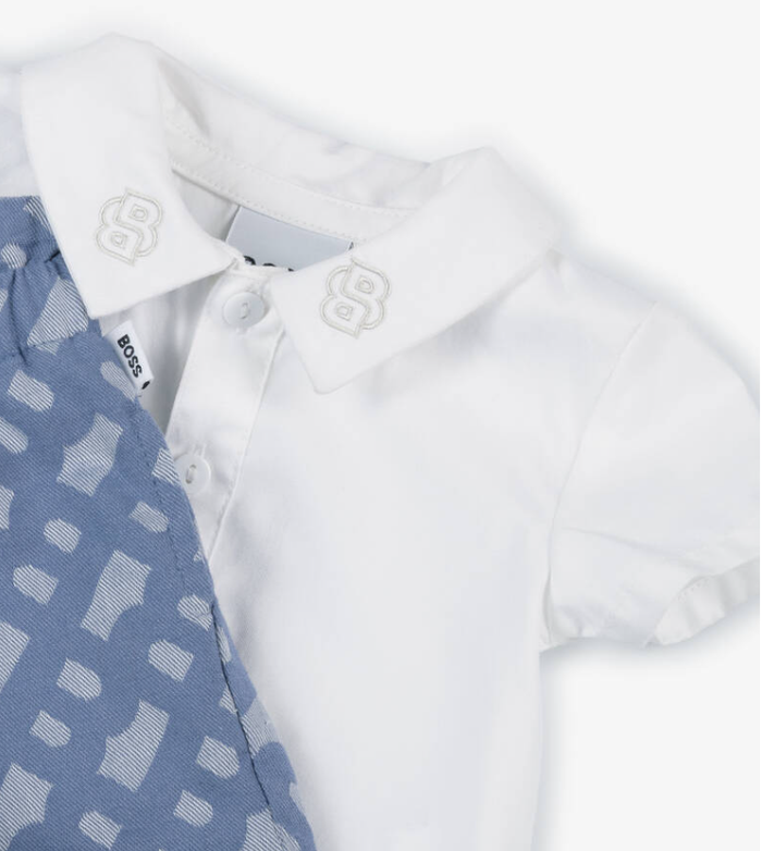 HUGO BOSS White & Blue Cotton Shorts Set