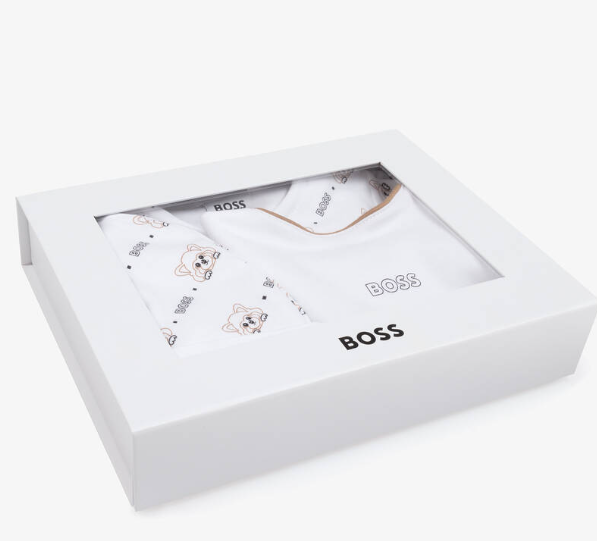 HUGO BOSS White Cotton Red Panda Babysuit Gift Set