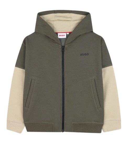 HUGO colour-block zip-up hoodie