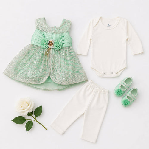 HY - 5 Pieces - Starter Set Box - Three Flowers - Fancy - Green