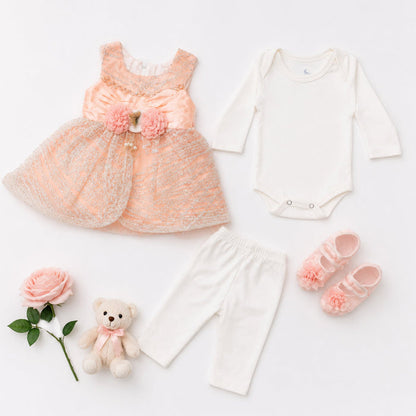 HY - 5 Pieces - Starter Set Box - Three Flowers - Fancy - Peach