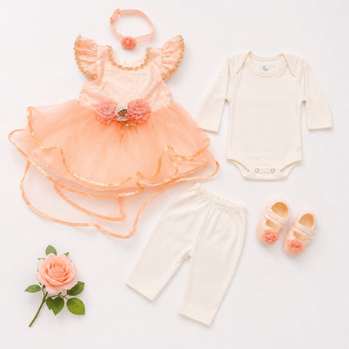 HY - 5 Pieces - Starter Set Box - Three Flowers - Plain - Peach