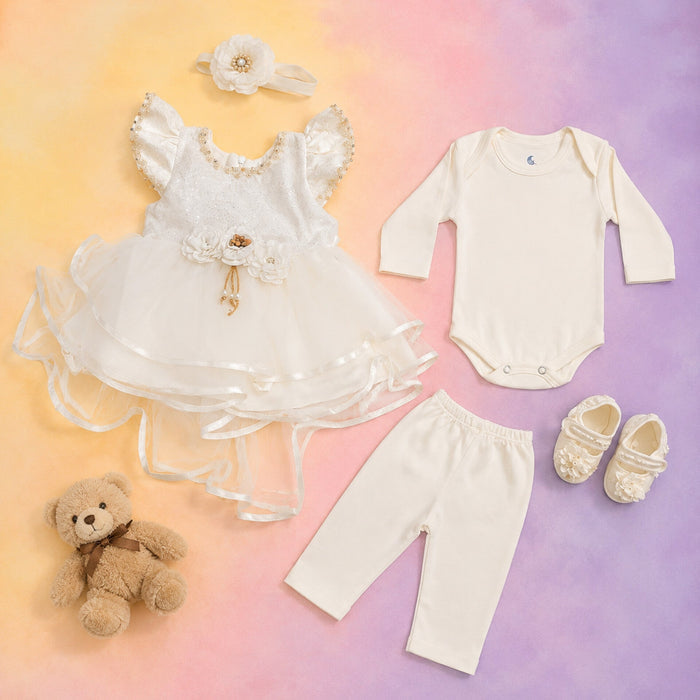 HY - 5 Pieces - Starter Set Box - Three Flowers - Plain - White