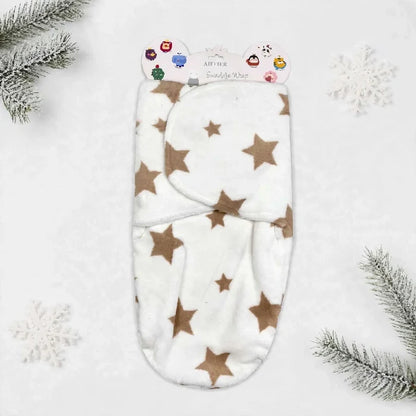 Imported Plush Fleece Newborn Adjustable Swaddle Wrap – Brown Flowers | Soft Infant Baby Wrap 19×13 Inches