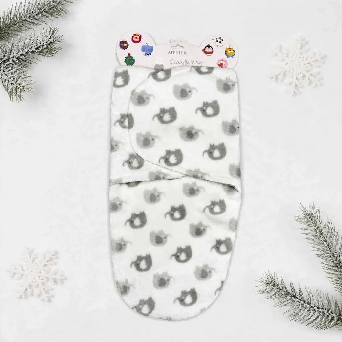 Imported Plush Fleece Newborn Adjustable Swaddle Wrap – Grey Elephant | Soft Infant Baby Wrap 19×13 Inches