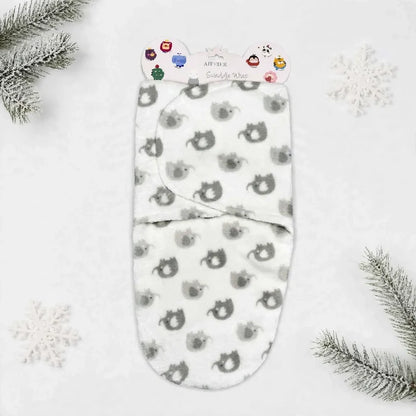Imported Plush Fleece Newborn Adjustable Swaddle Wrap – Grey Elephant | Soft Infant Baby Wrap 19×13 Inches