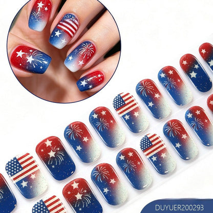 Independence Day 20 Finger Semi-Cure Gel Nail