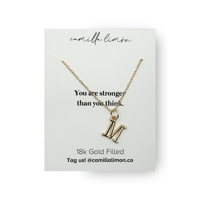 Initial Large Charm Necklace - 18K Gold Filled, 1/2in Charm