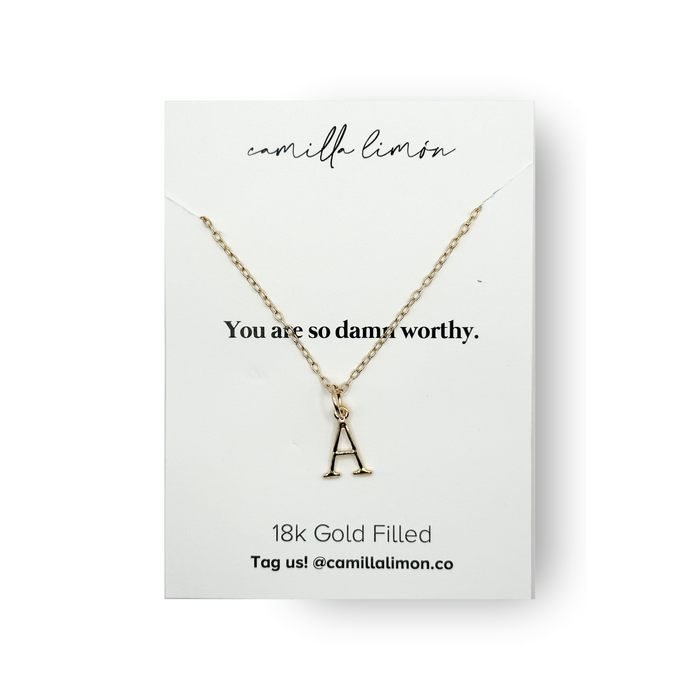 Initial Large Charm Necklace - 18K Gold Filled, 1/2in Charm
