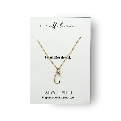 Initial Large Charm Necklace - 18K Gold Filled, 1/2in Charm