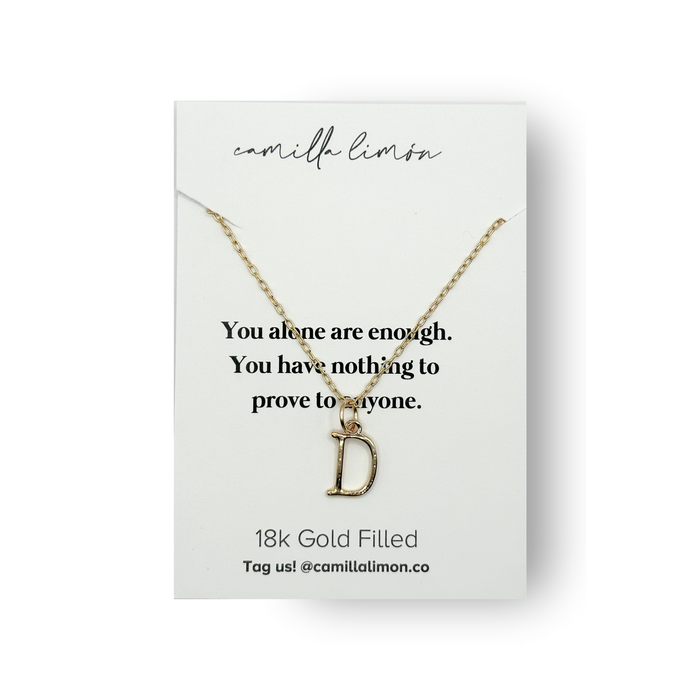 Initial Large Charm Necklace - 18K Gold Filled, 1/2in Charm