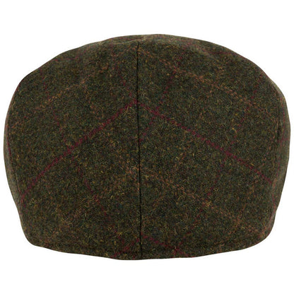 rear of jack pyke dark olive wool blend flat cap