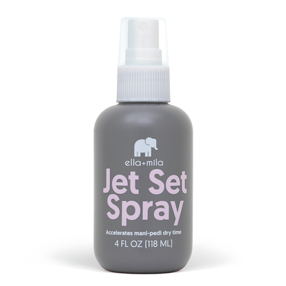 Jet Set Spray quick-dry nail polish spray, 4 fl oz grey bottle, included free