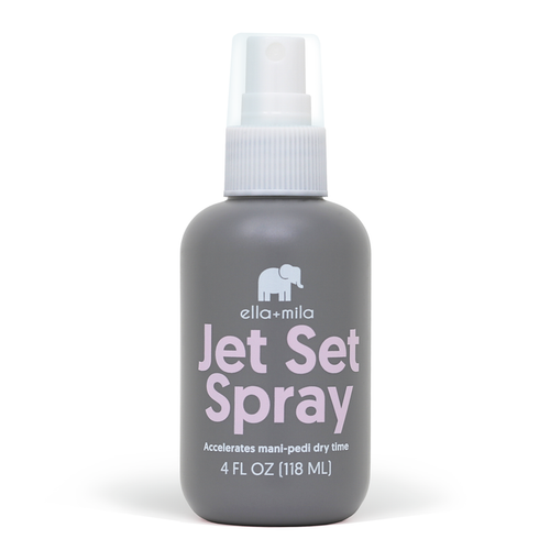 Jet Set Spray quick-dry nail polish spray, 4 fl oz grey bottle, included free