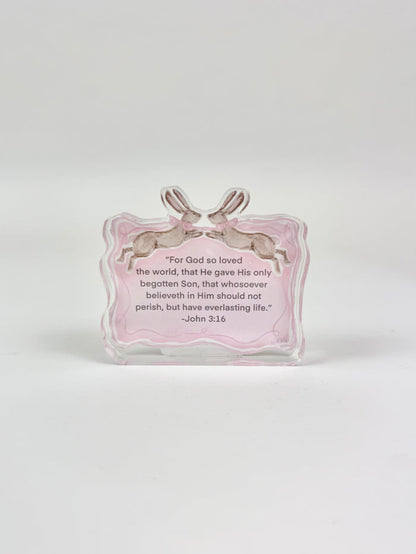 John 3:16 Pink Acrylic Scripture Block Home Decor in at Wrapsody