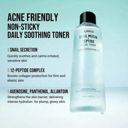 Jumiso Snail Mucin + Peptide Facial Toner 205ml تونر الوجه جوميسو بمخاط الحلزون والببتيد - Princess Cosmetics Qatar