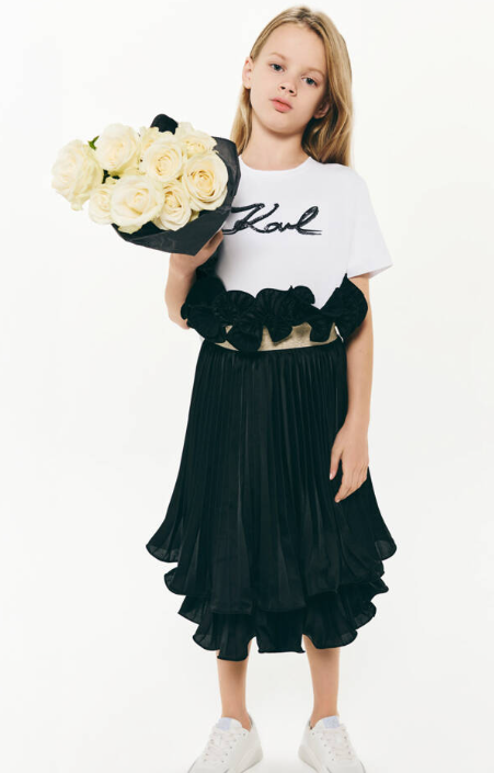 KARL LAGERFELD Girls White Organic Cotton T-Shirt
