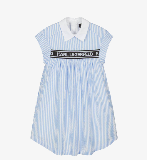 KARL LAGERFELD KIDS Girls Blue & White Striped Cotton Dress