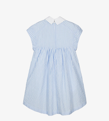 KARL LAGERFELD KIDS Girls Blue & White Striped Cotton Dress