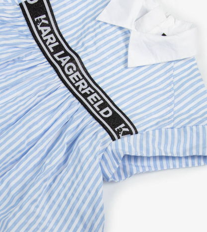 KARL LAGERFELD KIDS Girls Blue & White Striped Cotton Dress