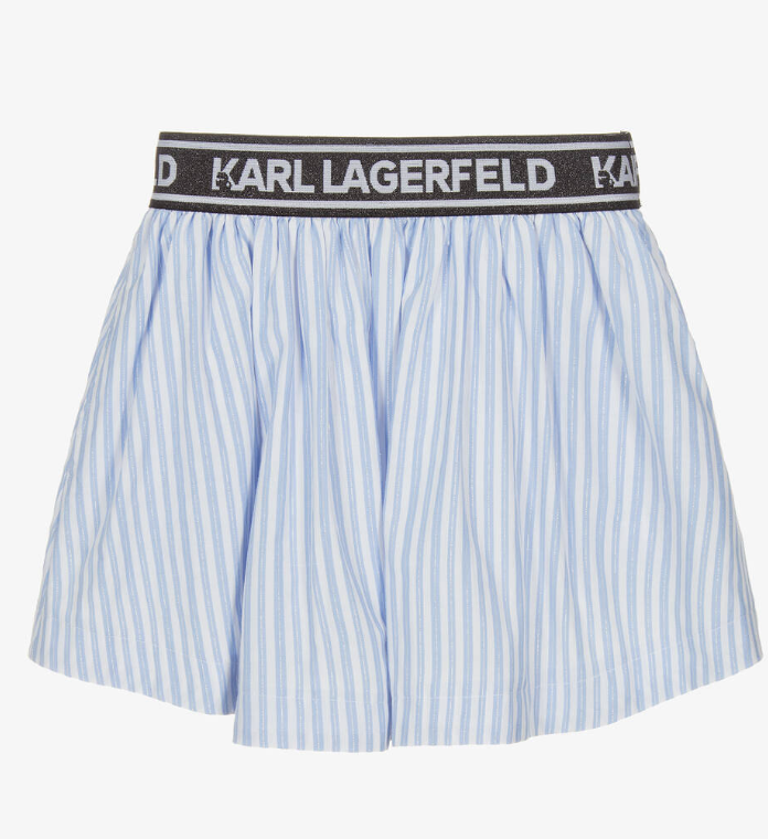 KARL LAGERFELD KIDS Girls Blue & White Striped Cotton Skirt