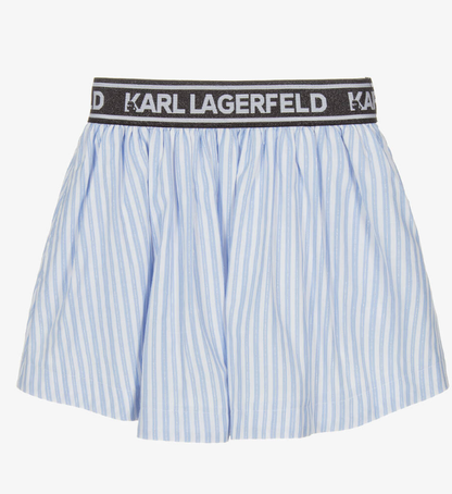 KARL LAGERFELD KIDS Girls Blue & White Striped Cotton Skirt