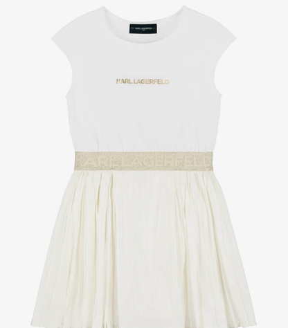 KARL LAGERFELD KIDS Girls White & Ivory Voile Dress