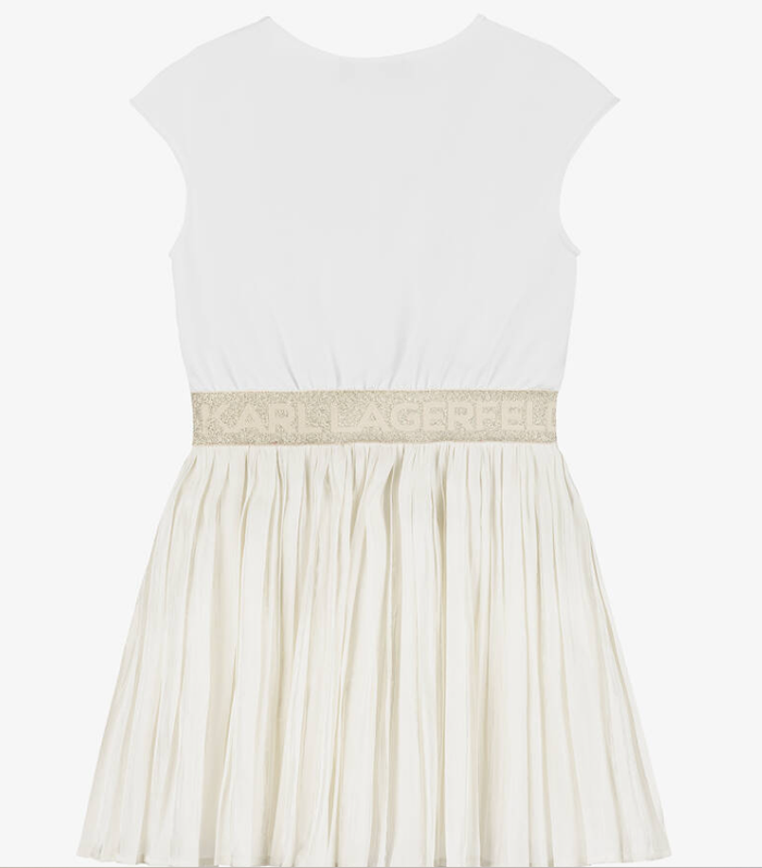 KARL LAGERFELD KIDS Girls White & Ivory Voile Dress