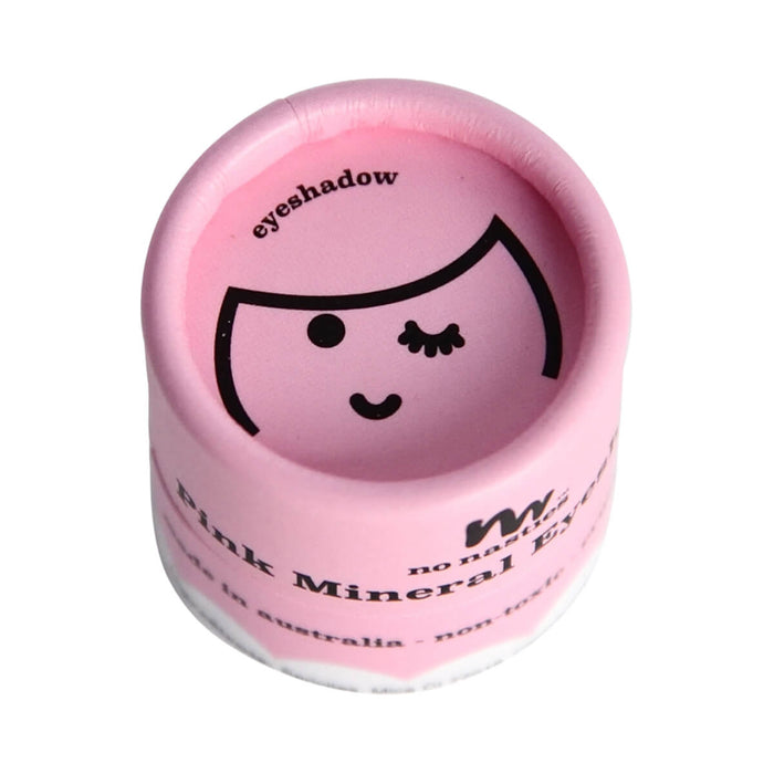 Cardboard pot of No Nasties Kids Eco Eyeshadow Pressed Powder in Pink colour, non-toxic eyeshadow for kids made with natural ingredients.