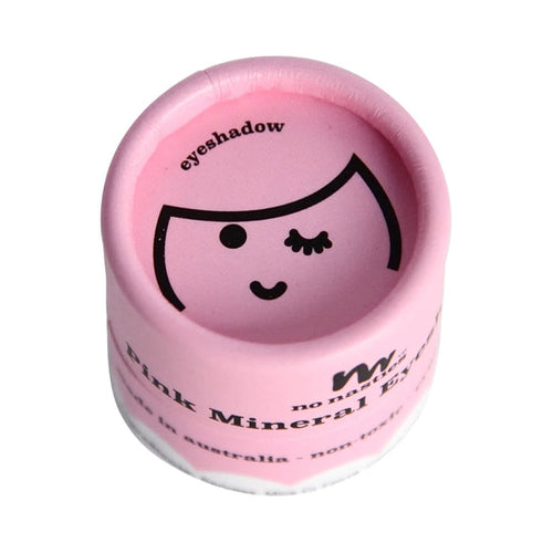 Cardboard pot of No Nasties Kids Eco Eyeshadow Pressed Powder in Pink colour, non-toxic eyeshadow for kids made with natural ingredients.