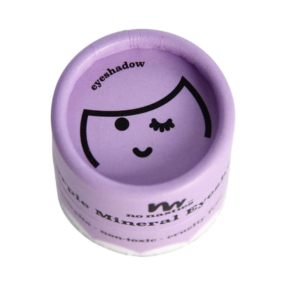 Cardboard pot of No Nasties Kids Eco Eyeshadow Pressed Powder in Purple colour, non-toxic eyeshadow for kids made with natural ingredients.