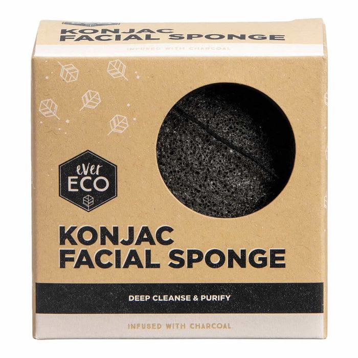 Konjac Facial Sponge - Charcoal. Deep cleanse & purify.