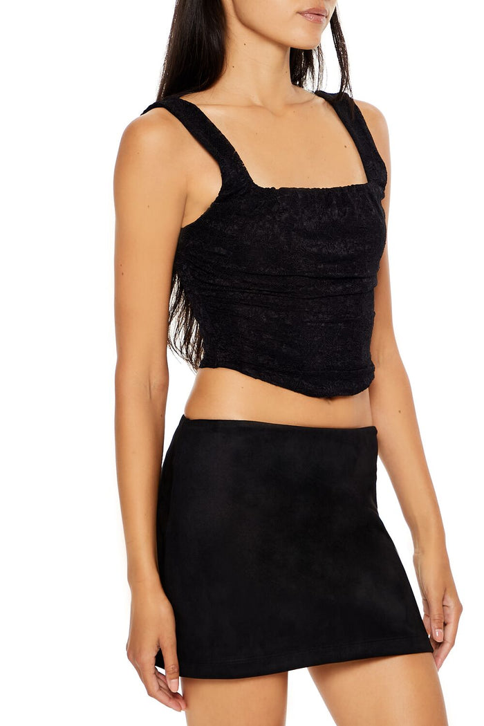 Lace-Up Lace Crop Top