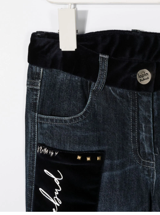 LAPIN HOUSE floral patch detailed jeans