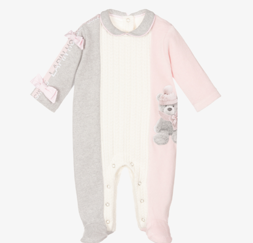 LAPIN HOUSE Pink, Ivory & Grey Babygrow