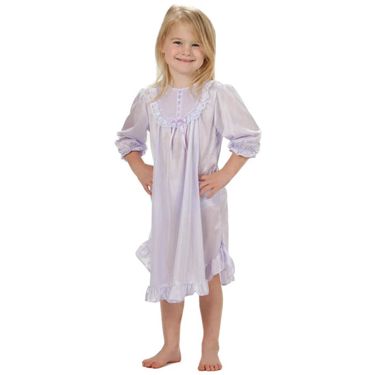 Laura Dare Lilac Traditional L/S Nylon Nightgown