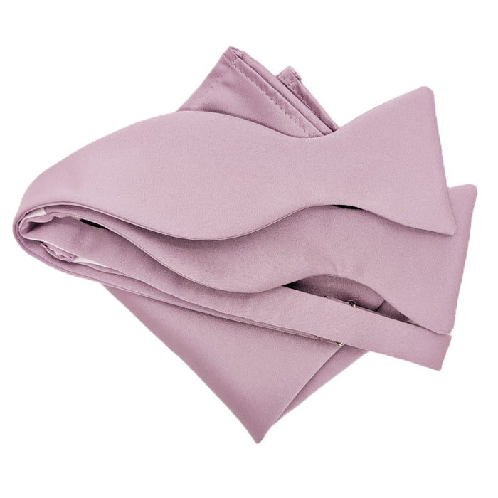 Self-tie Lavender Frost Bow Tie with matching pocket square, ideal for custom wedding looks. Elegant and handmade in the UK.