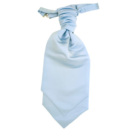Wedding Ruche Cravat - Light Blue with pre-tied knot and adjustable neck strap, ideal for grooms and formal wedding attire.