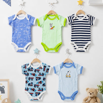 LO - Pack of 5 - Short Sleeve Bodysuits - Hard Work