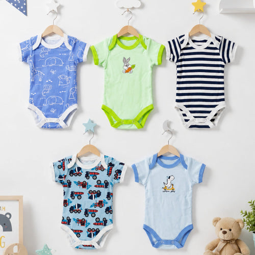 LO - Pack of 5 - Short Sleeve Bodysuits - Hard Work