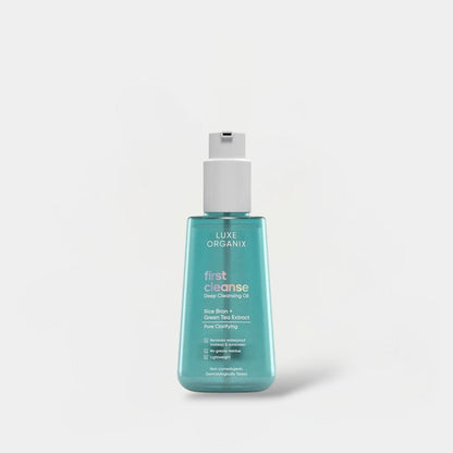 Luxe Organix First Cleanse Deep Cleansing Oil Pore Clarifying 120ml لوكس أورجانيكس التنظيف الأول زيت التنظيف العميق لإزالة المسام - Princess Cosmetics Qatar