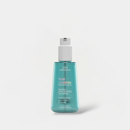 Luxe Organix First Cleanse Deep Cleansing Oil Pore Clarifying 120ml لوكس أورجانيكس التنظيف الأول زيت التنظيف العميق لإزالة المسام - Princess Cosmetics Qatar
