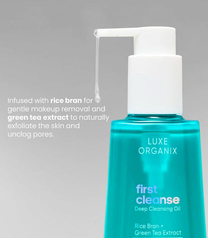 Luxe Organix First Cleanse Deep Cleansing Oil Pore Clarifying 120ml لوكس أورجانيكس التنظيف الأول زيت التنظيف العميق لإزالة المسام - Princess Cosmetics Qatar