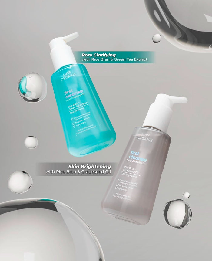 Luxe Organix First Cleanse Deep Cleansing Oil Pore Clarifying 120ml لوكس أورجانيكس التنظيف الأول زيت التنظيف العميق لإزالة المسام - Princess Cosmetics Qatar