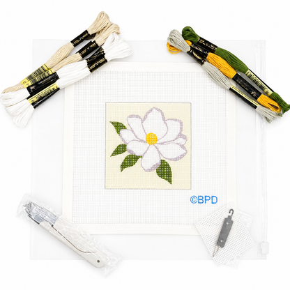 Magnolia Needlepoint Design - Main View - Blue Poppy Designs