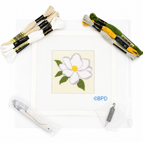 Magnolia Needlepoint Design - Main View - Blue Poppy Designs